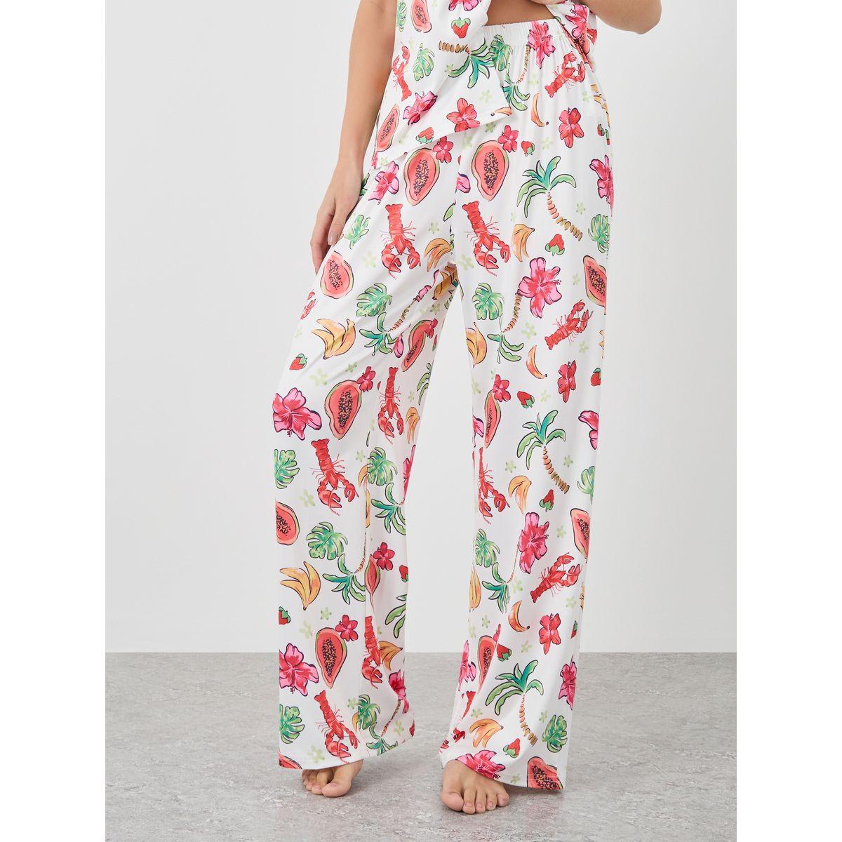 طقم منسق من بنطال بيجاما وبلوزة بطبعة فواكة-women-clothing-nightwear-pyjamas-longsets-image-4