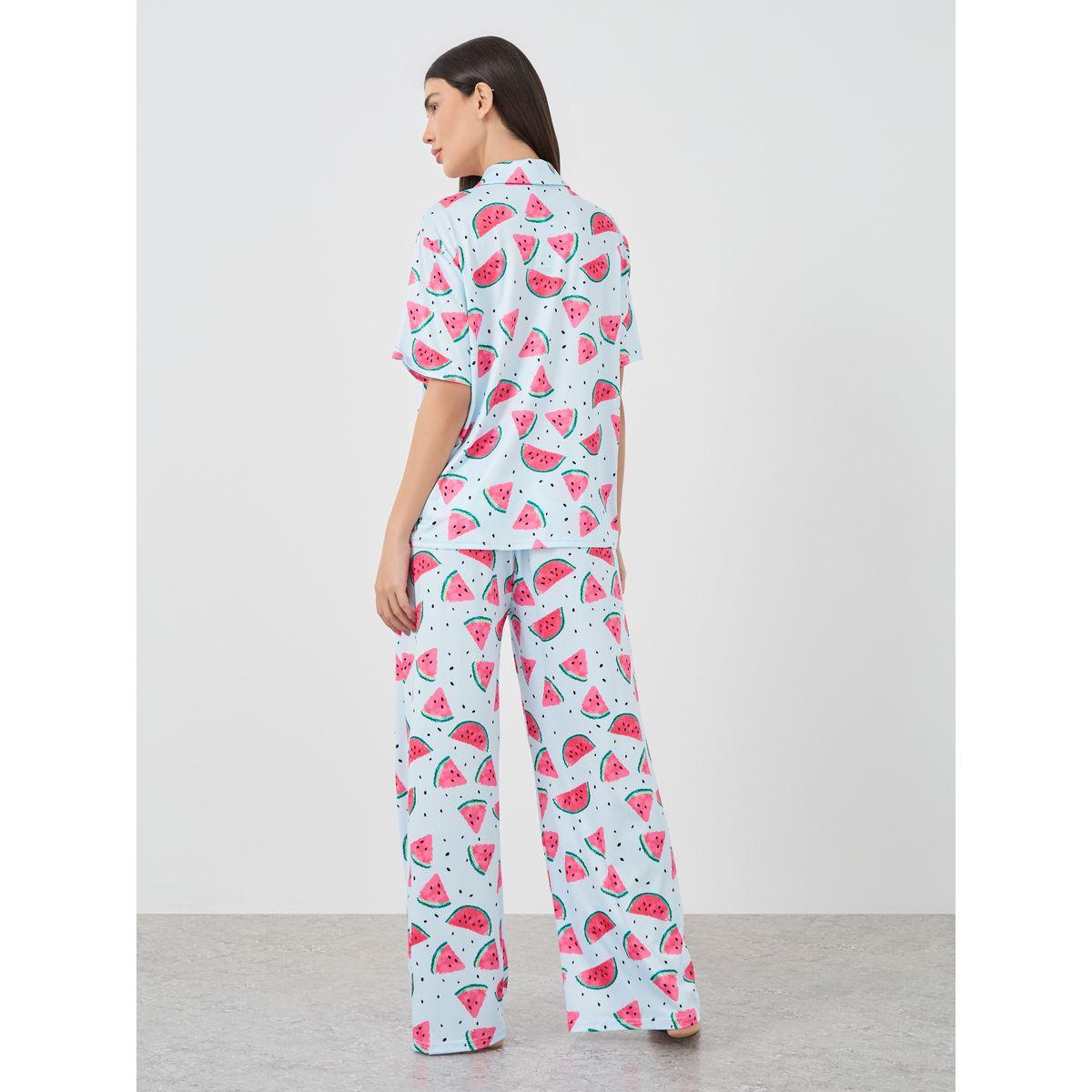 Styli Watermelon Print Short Sleeve Shirt and Pyjama Set-women-clothing-nightwear-pyjamas-longsets-image-4