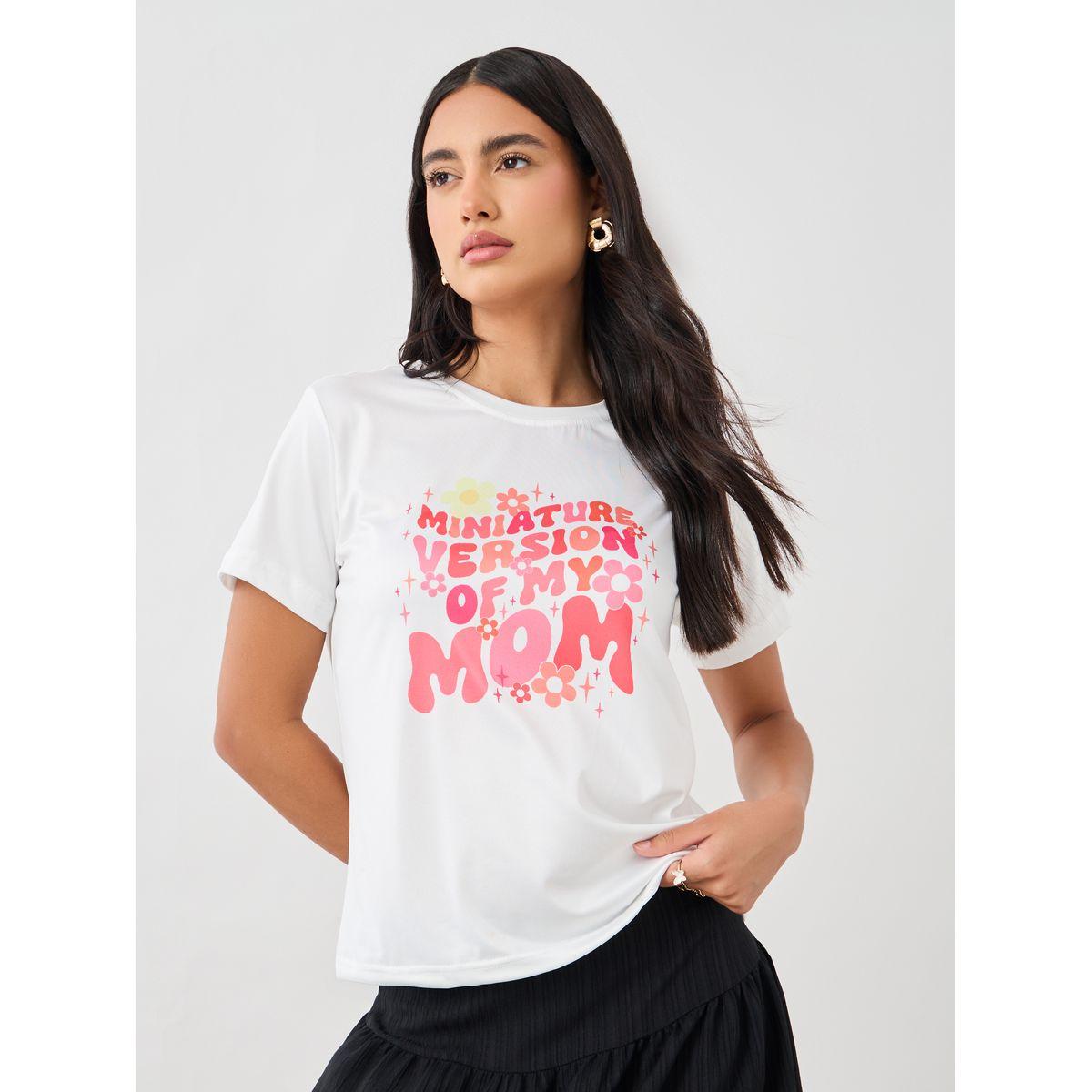 تيشيرت بياقة دائرية وطبعة كتابة-women-clothing-tshirts-image-1