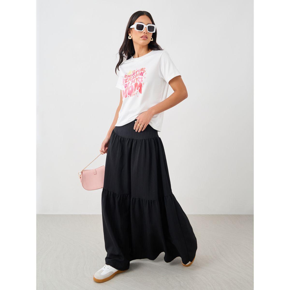 تيشيرت بياقة دائرية وطبعة كتابة-women-clothing-tshirts-image-2