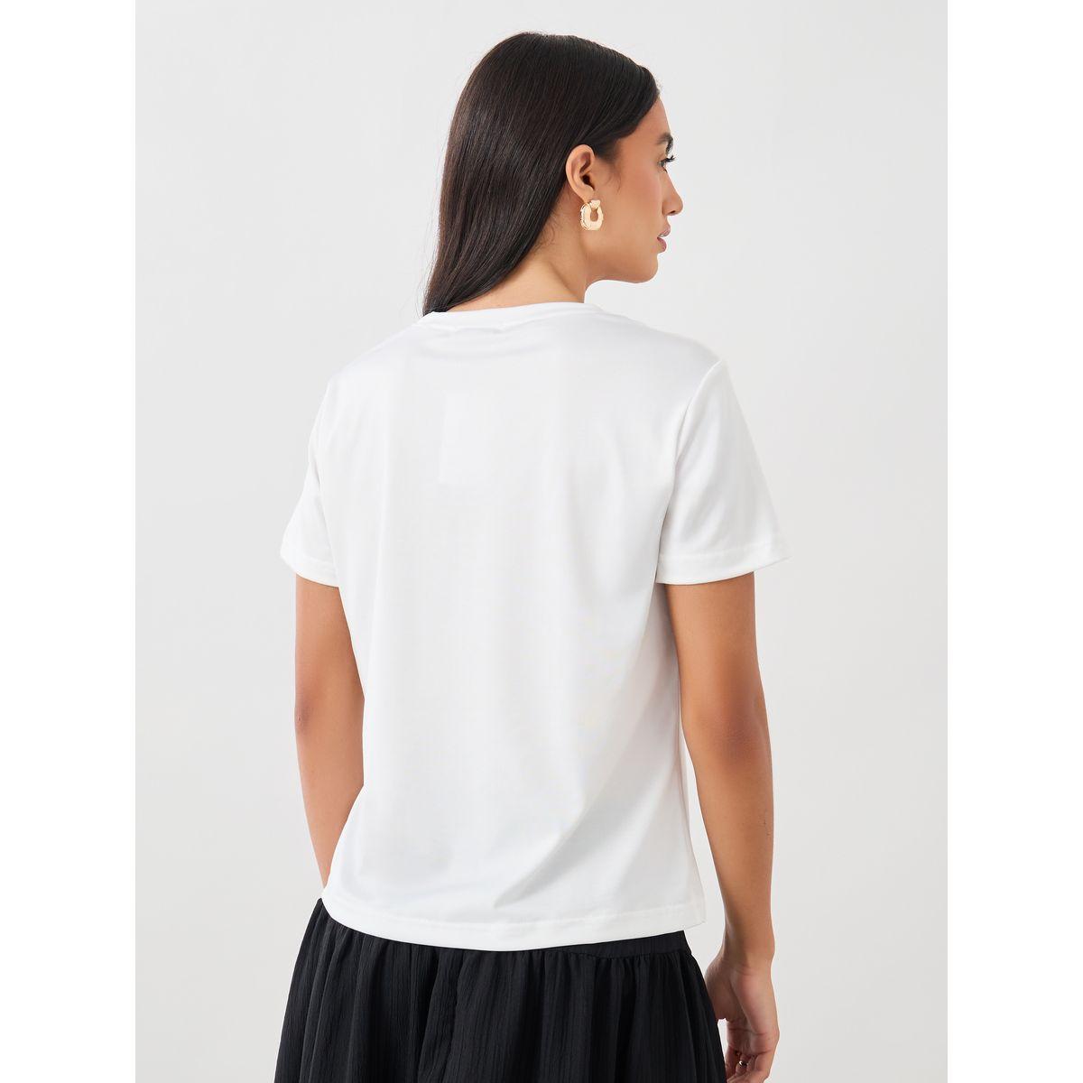 تيشيرت بياقة دائرية وطبعة كتابة-women-clothing-tshirts-image-4