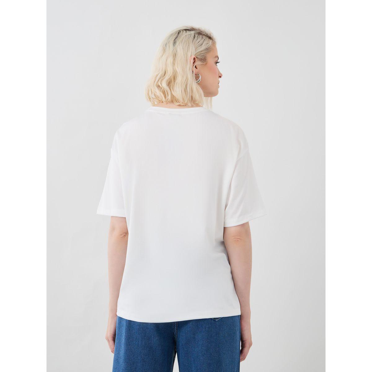 تيشيرت بياقة دائرية وطبعة كتابة-women-clothing-tshirts-image-5