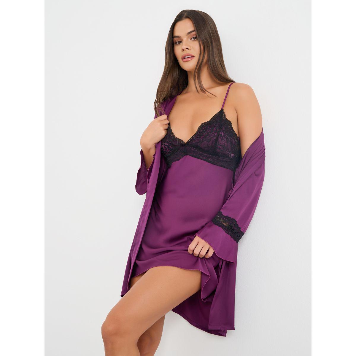مجموعة من قميص نوم ساتان مع روب-women-clothing-nightwear-robes-image-1