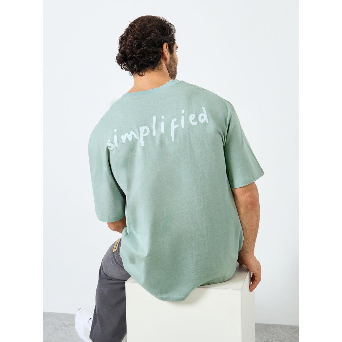 Styli Men Oversized Minimal Typographic Back Graphic T-Shirt-men-clothing-tshirtsandpolos-tshirts-image-1