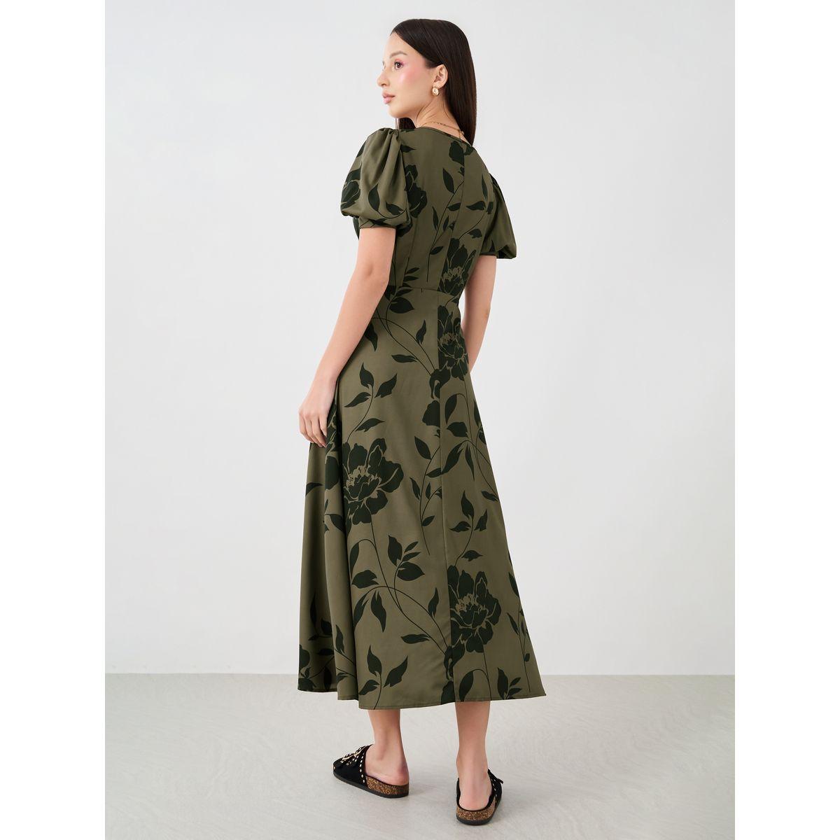 فستان ميدي بطبعة جرافيك وأكمام منفوخة-women-clothing-dresses-image-4