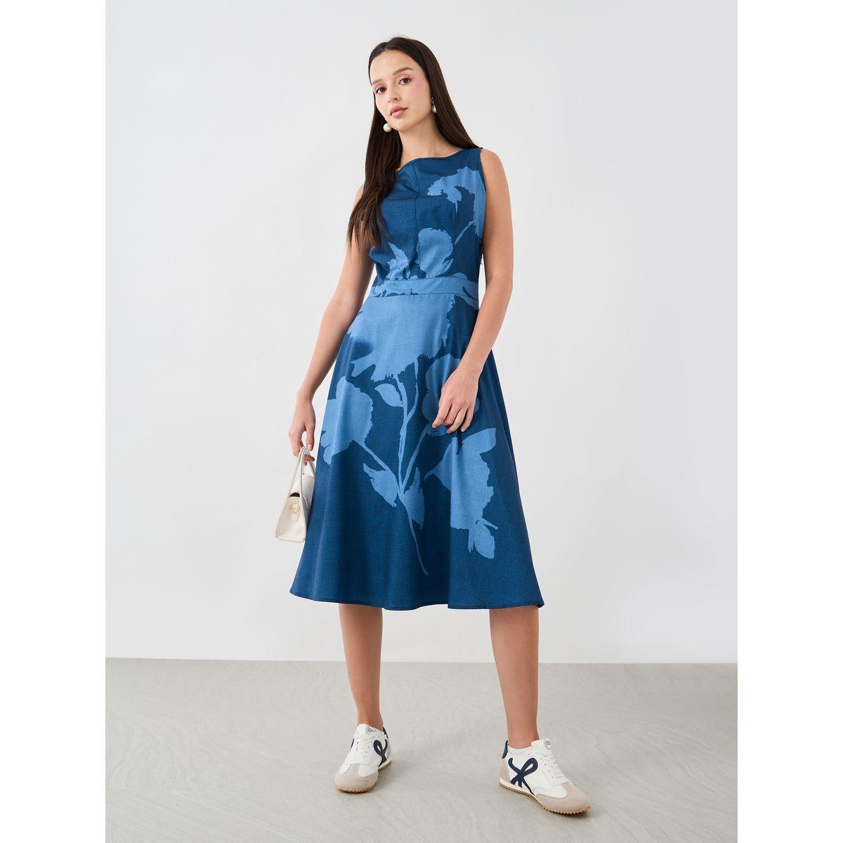 Styli Floral Print Sleeveless Knee Length Dress-women-clothing-dresses-image-1