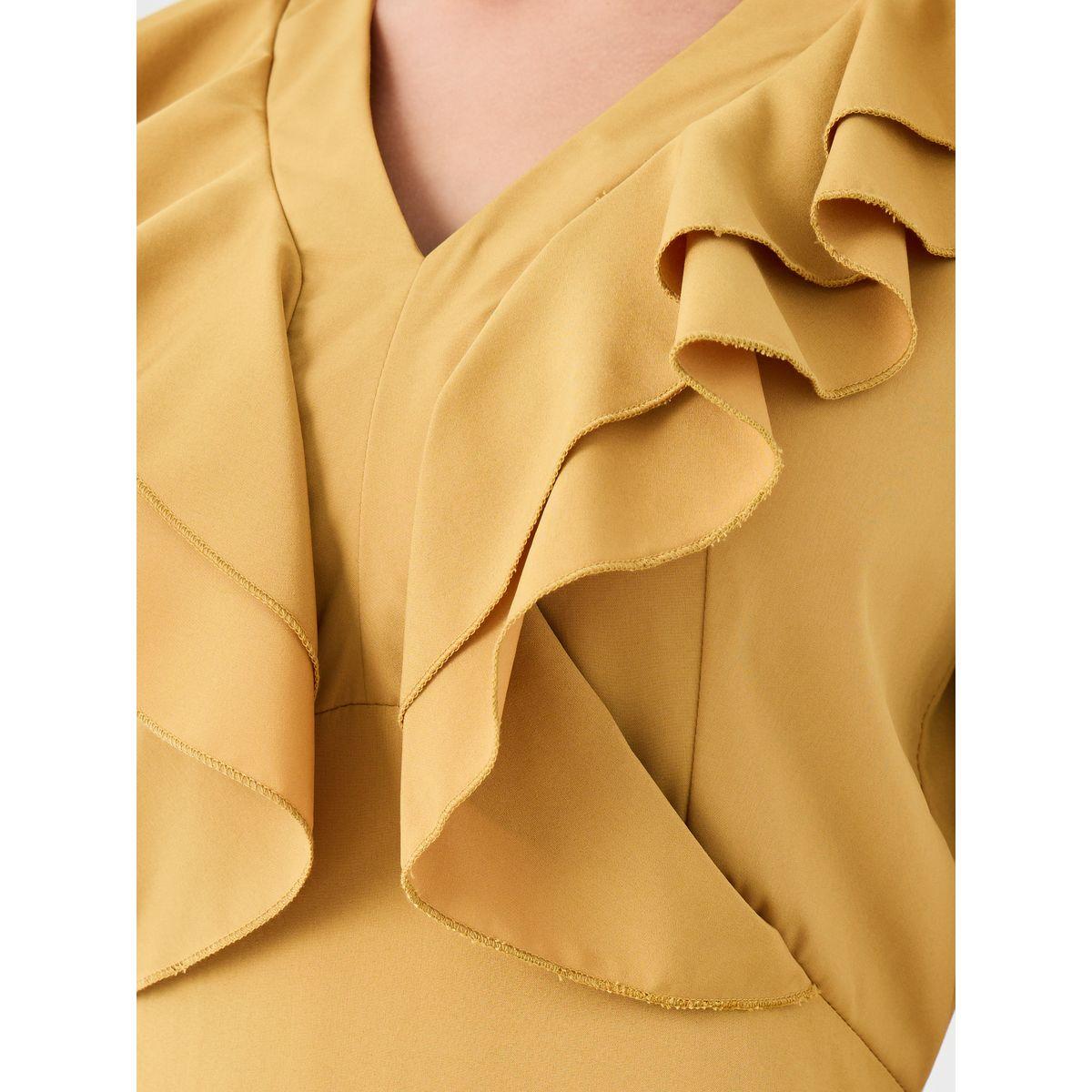 Styli Solid V-Neck Ruffled Detail Sleeveless Midi Dress-women-clothing-dresses-image-3