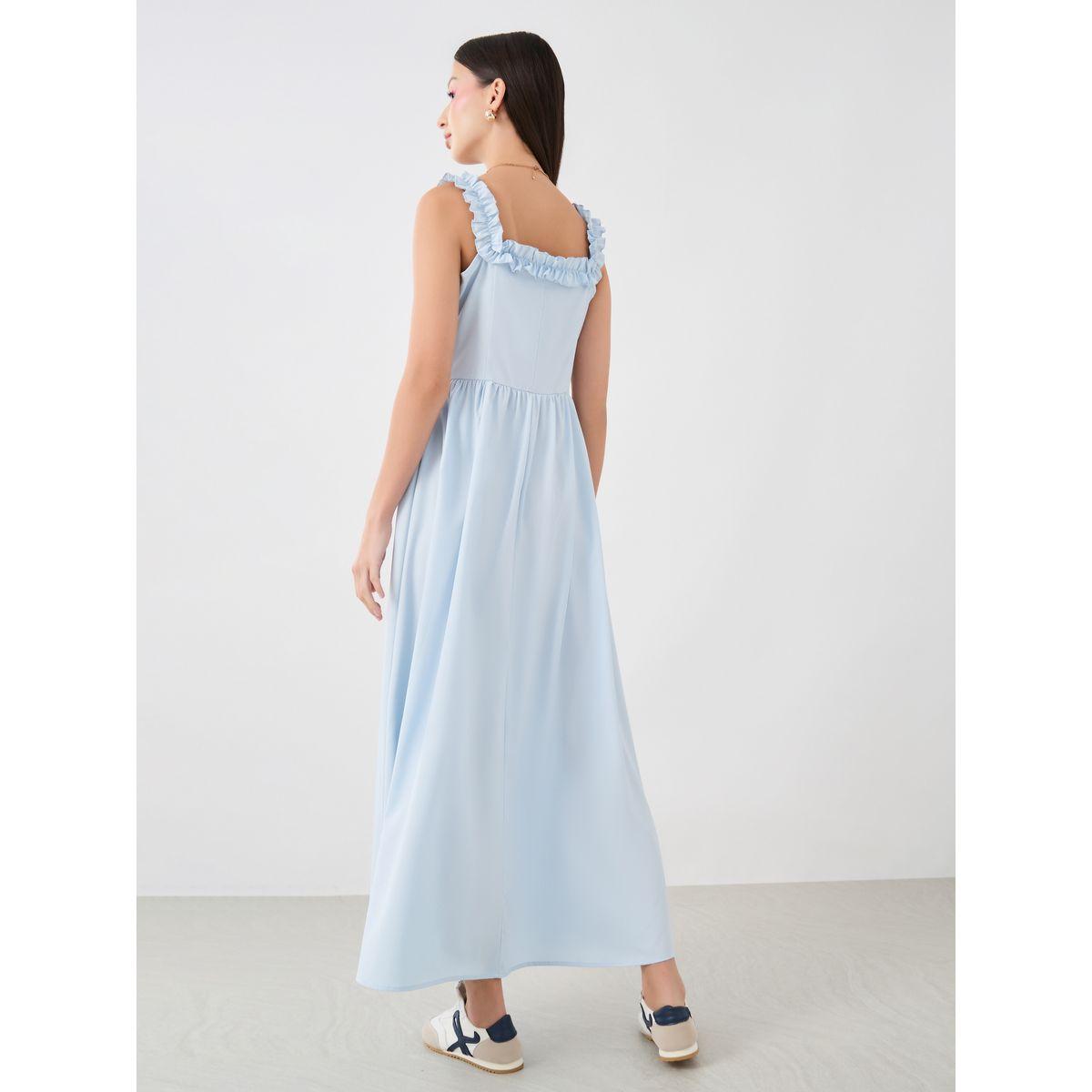 Styli Solid Sleeveless Square Neck Midi Dress-women-clothing-dresses-image-4