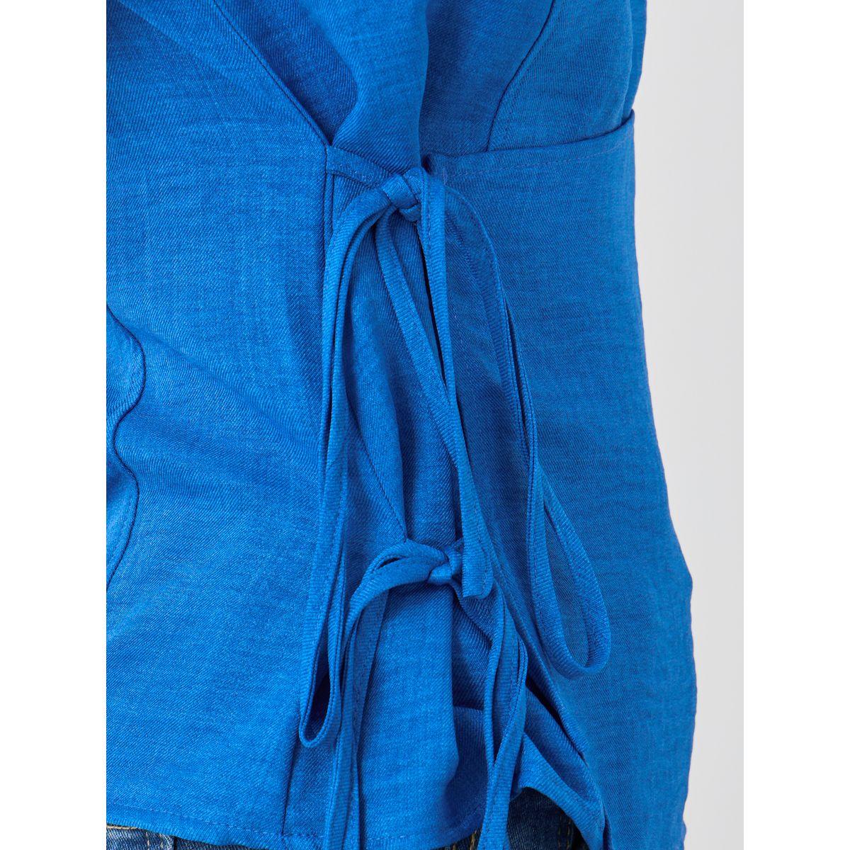 بلوزة سادة بلا أكمام مع ياقة دائرية وأربطة-women-clothing-shirtsandblouses-blouses-image-3