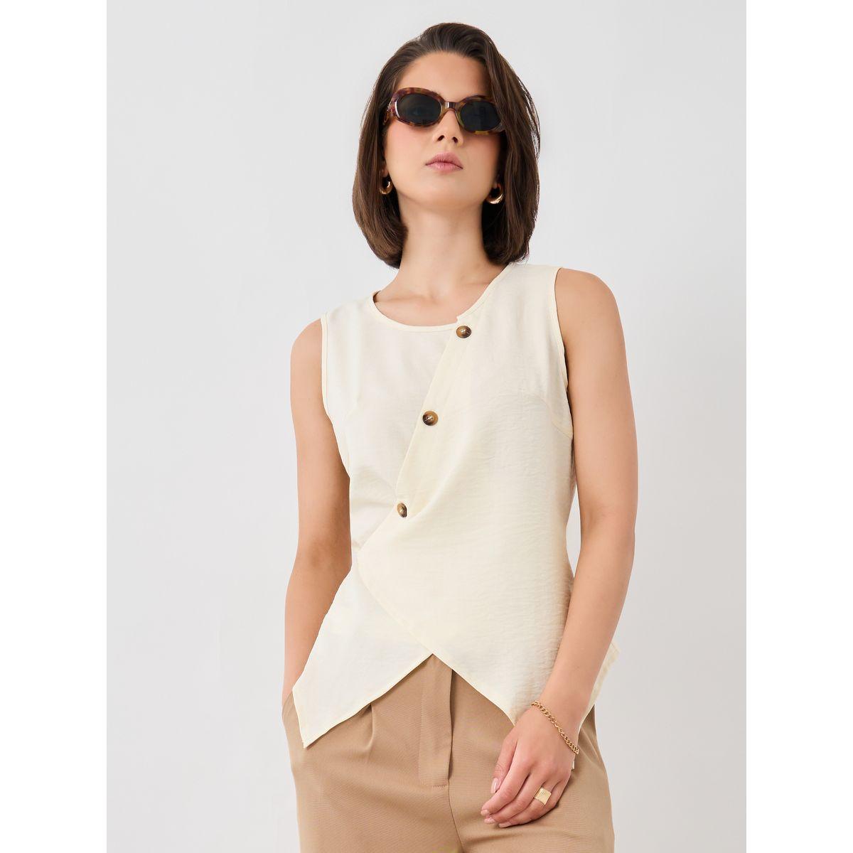 Styli Solid Sleeveless Buttoned Wrap Top-women-clothing-shirtsandblouses-blouses-image-1