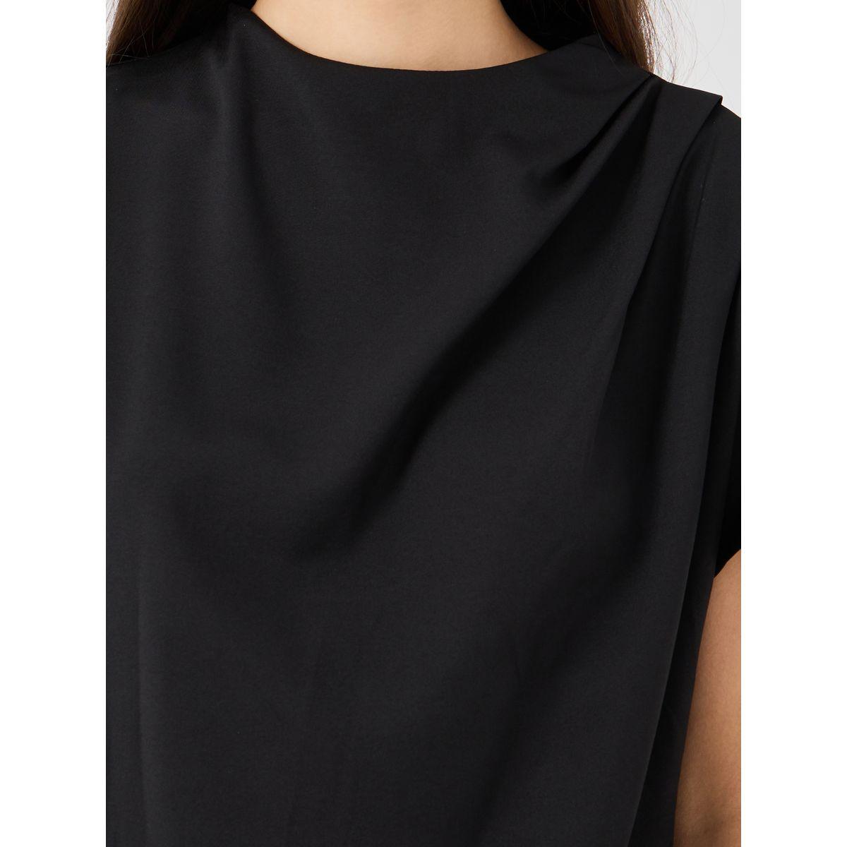 Styli Solid Cowl Neck Short Sleeve Top-women-clothing-shirtsandblouses-blouses-image-3
