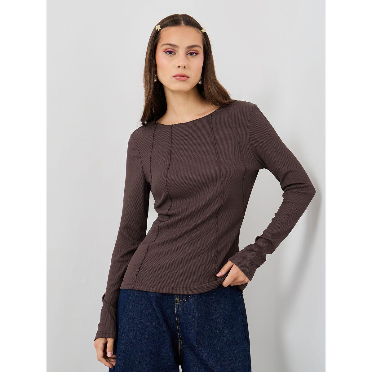 Styli Textured Knit Round Neck Top-women-clothing-shirtsandblouses-blouses-image-1
