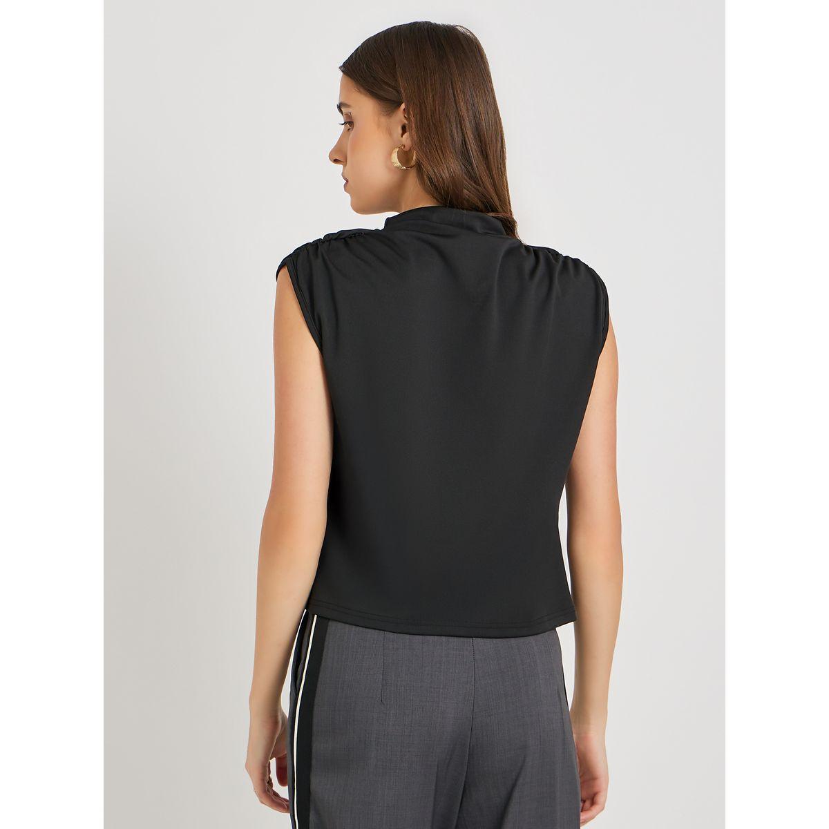 بلوزة سادة بلا أكمام مع تفاصيل مُجمعة-women-clothing-shirtsandblouses-blouses-image-4