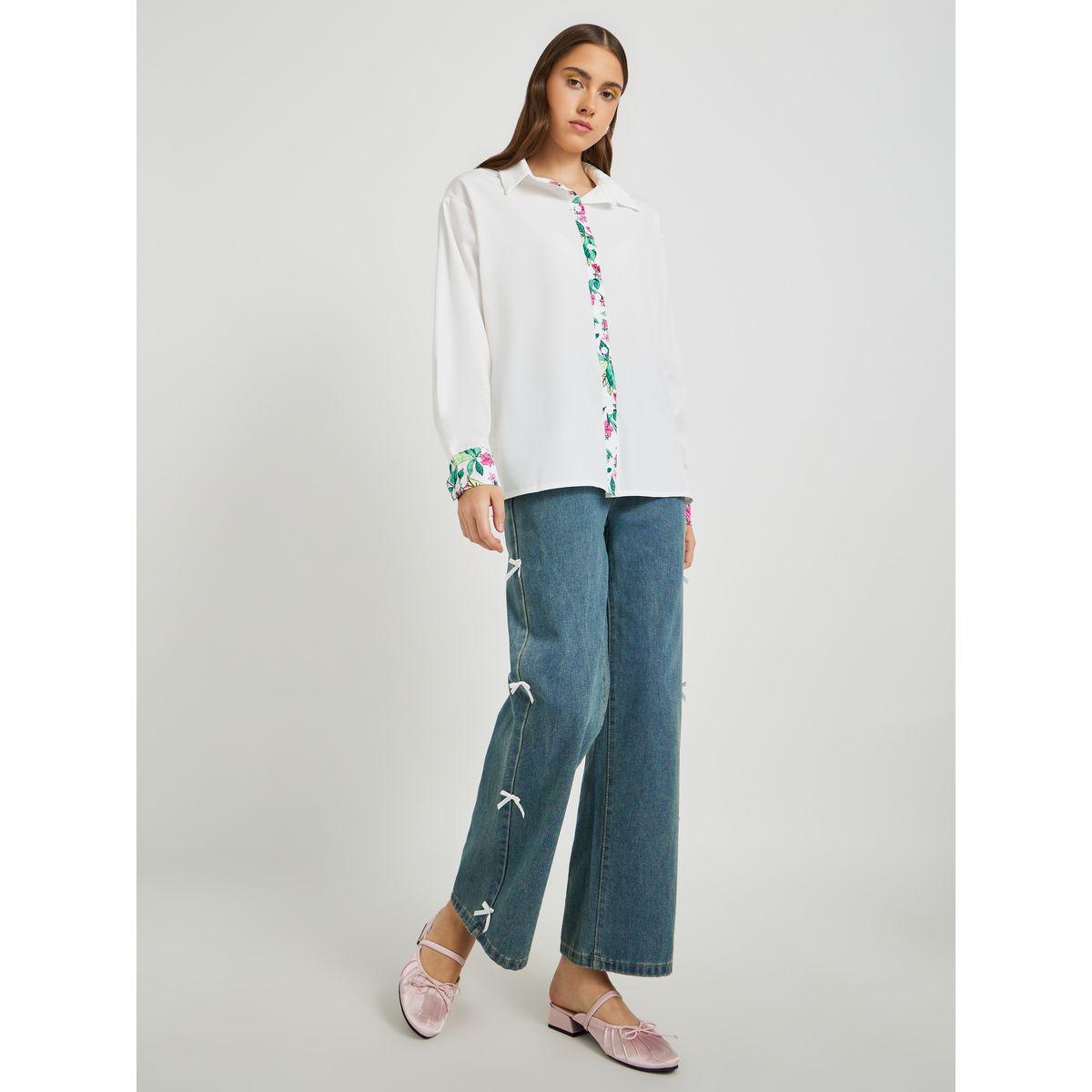Styli Printed Trim Detail Spread Collar Oversized Shirt-women-clothing-shirtsandblouses-shirts-image-2