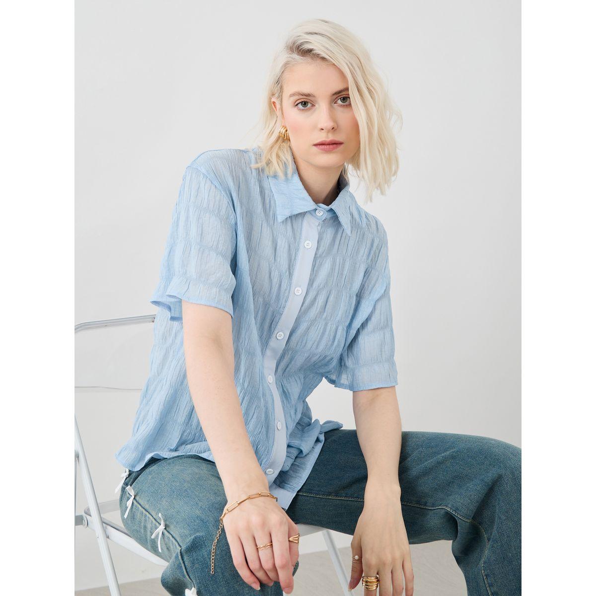 بلوزة فضفاضة بأكمام قصيرة-women-clothing-shirtsandblouses-shirts-image-1