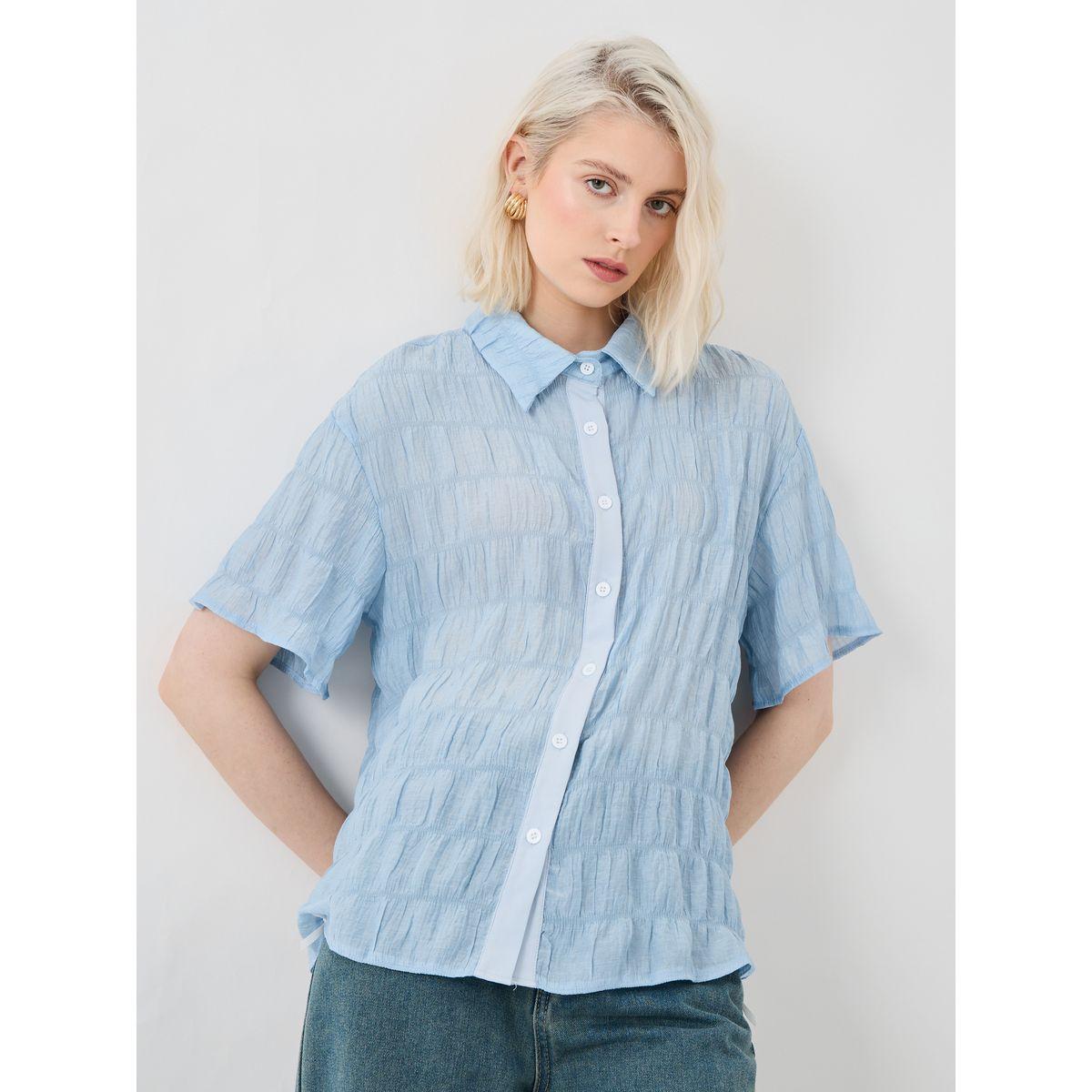 بلوزة فضفاضة بأكمام قصيرة-women-clothing-shirtsandblouses-shirts-image-2