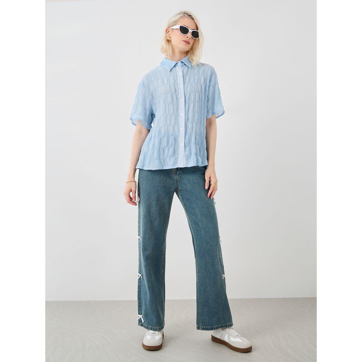 Styli Textured Short Sleeve Oversized Shirt-women-clothing-shirtsandblouses-shirts-image-3
