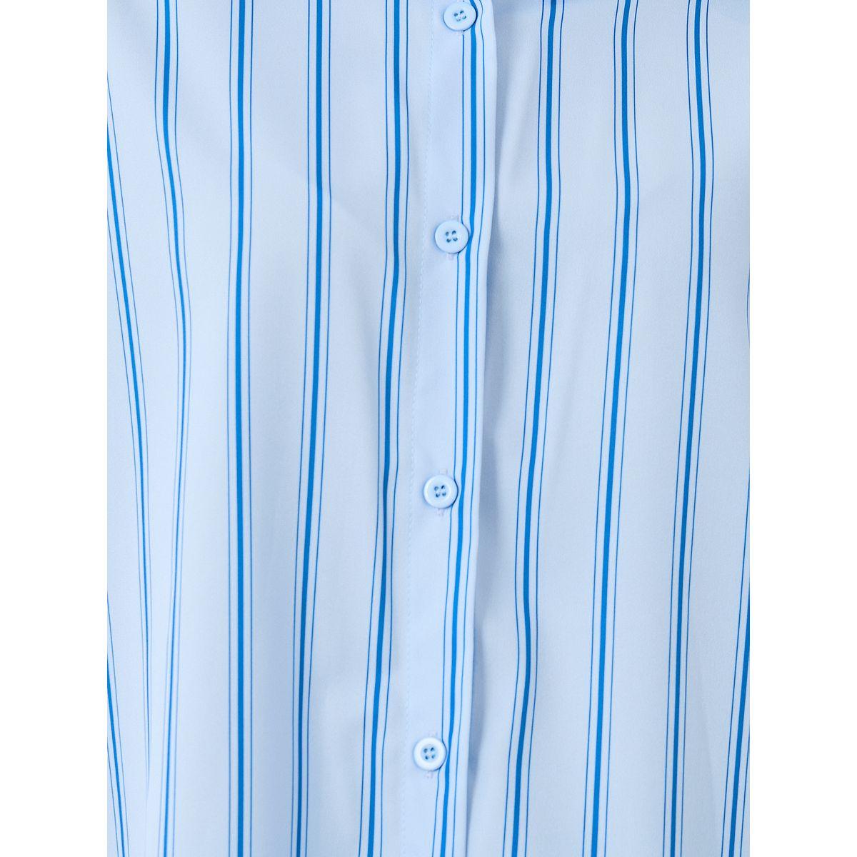 بلوزة مخططة بأكمام قصيرة وياقة سبريد-women-clothing-shirtsandblouses-shirts-image-2