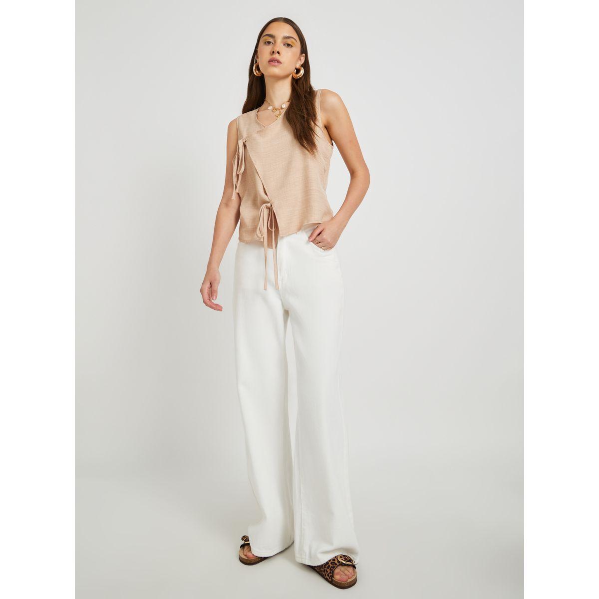 Styli Solid Sleeveless Wrap Top with Tie-Up Detail-women-clothing-shirtsandblouses-blouses-image-2