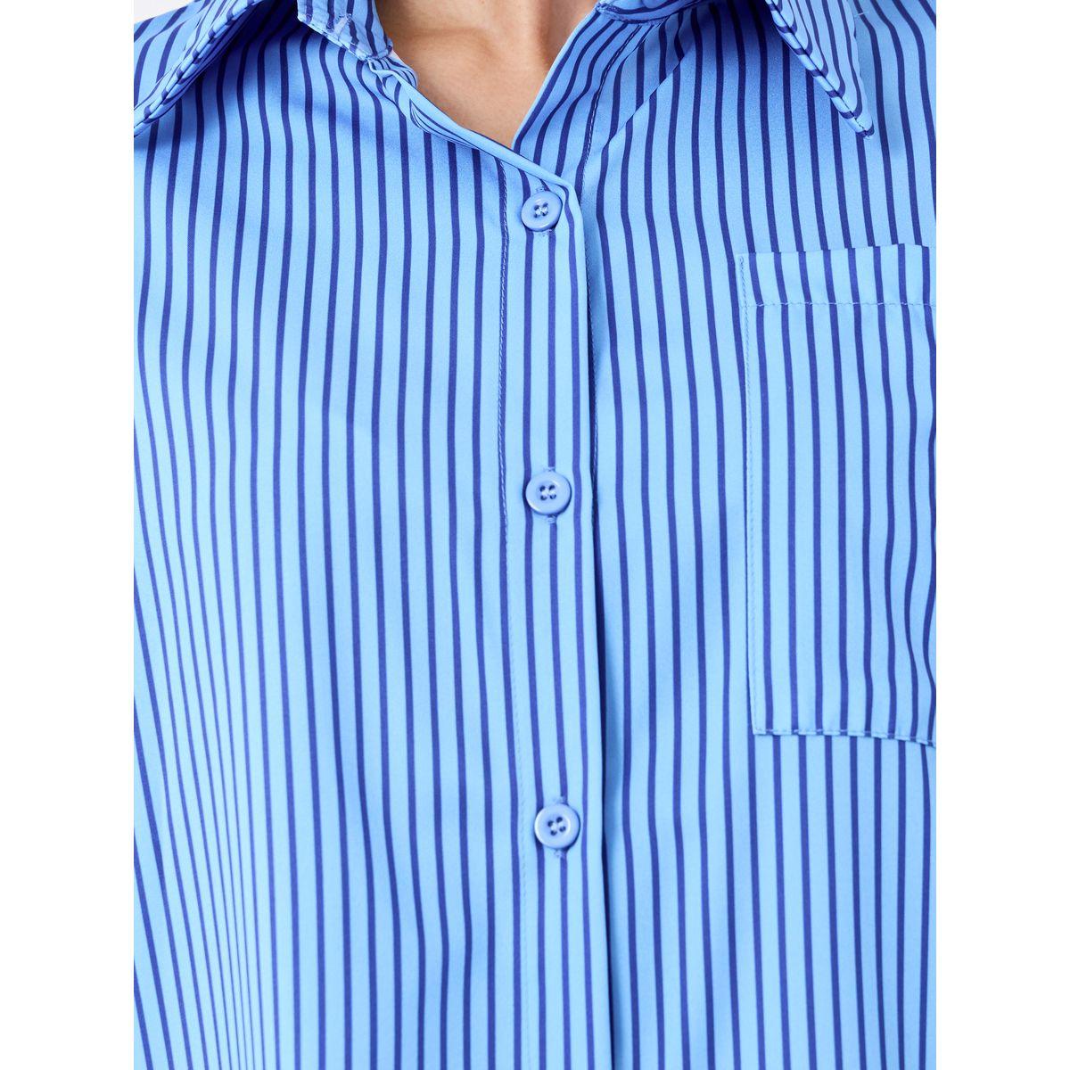 بلوزة مخططة بياقة سبريد وأكمام قصيرة-women-clothing-shirtsandblouses-shirts-image-3