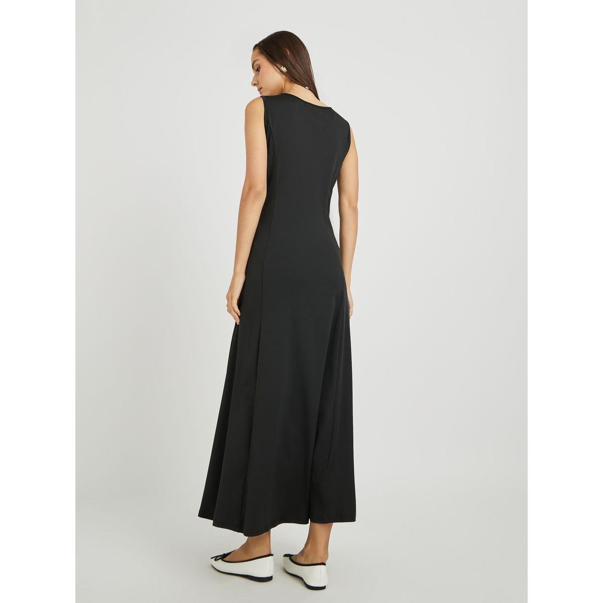 Styli Solid Sleeveless V-Neck Maxi Dress-women-clothing-dresses-image-4