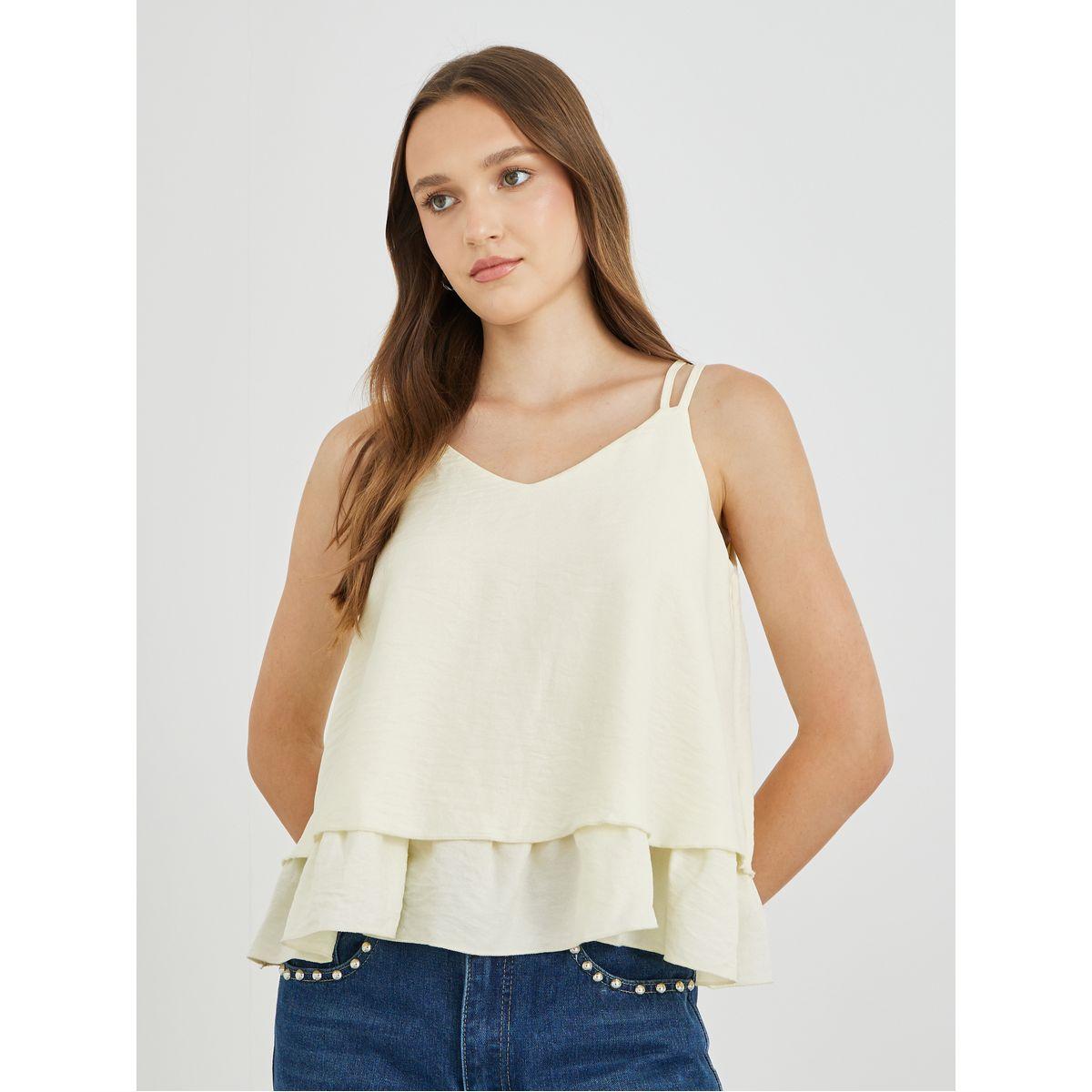 Styli Solid Double Strap V-Neck Blouse-women-clothing-shirtsandblouses-blouses-image-1
