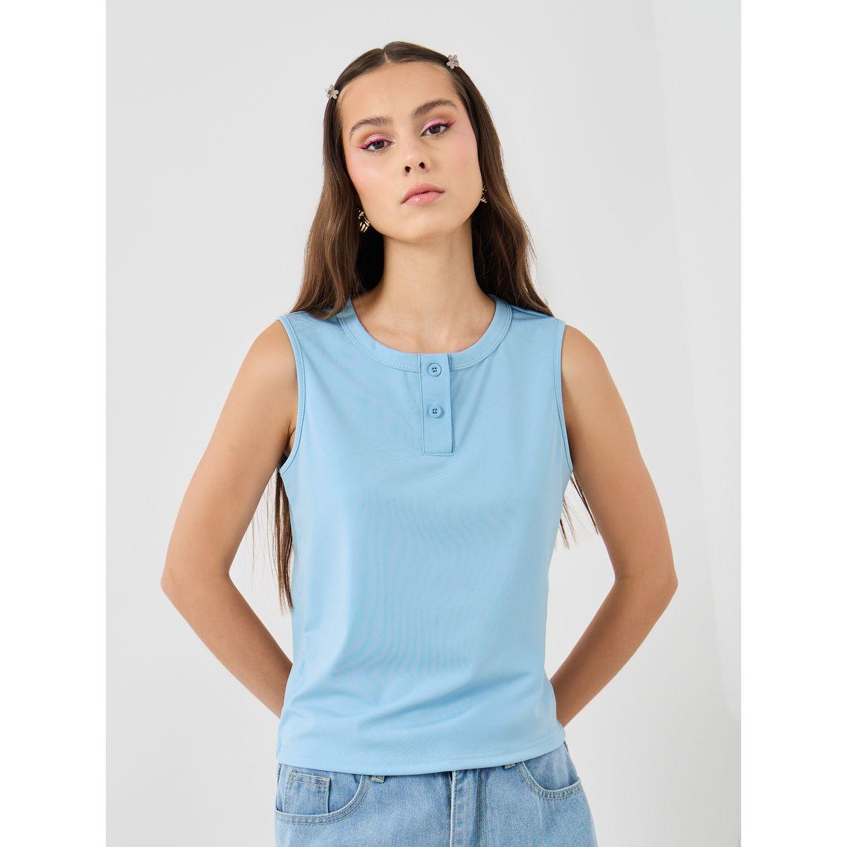 Styli Solid Sleeveless Round Neck Top-women-clothing-shirtsandblouses-blouses-image-1