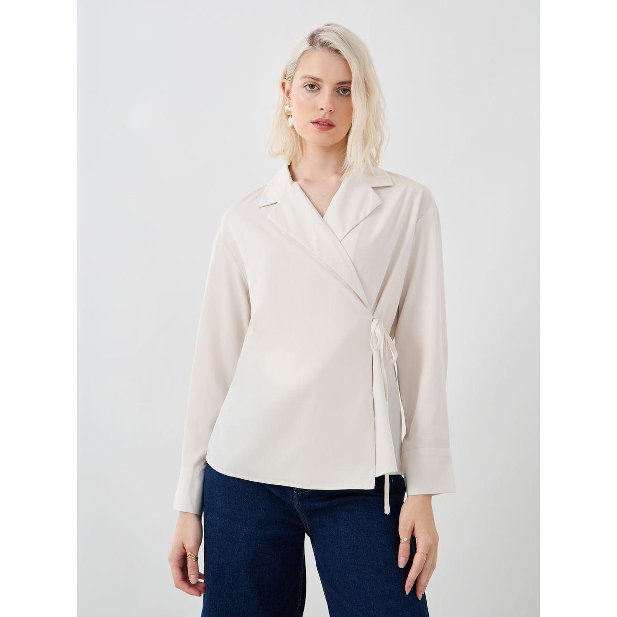 بلوزة سادة نوتش ليبل بأربطة-women-clothing-shirtsandblouses-blouses-image-2