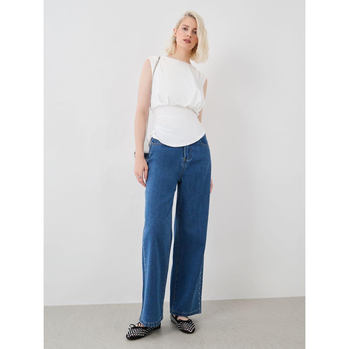 بلوزة سادة بلا أكمام مع ياقة دائرية-women-clothing-shirtsandblouses-blouses-image-2