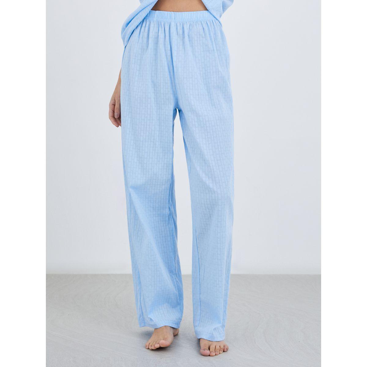 Styli Textured Cotton Ruffle Neck Top and Pyjama Set-women-clothing-nightwear-pyjamas-longsets-image-5