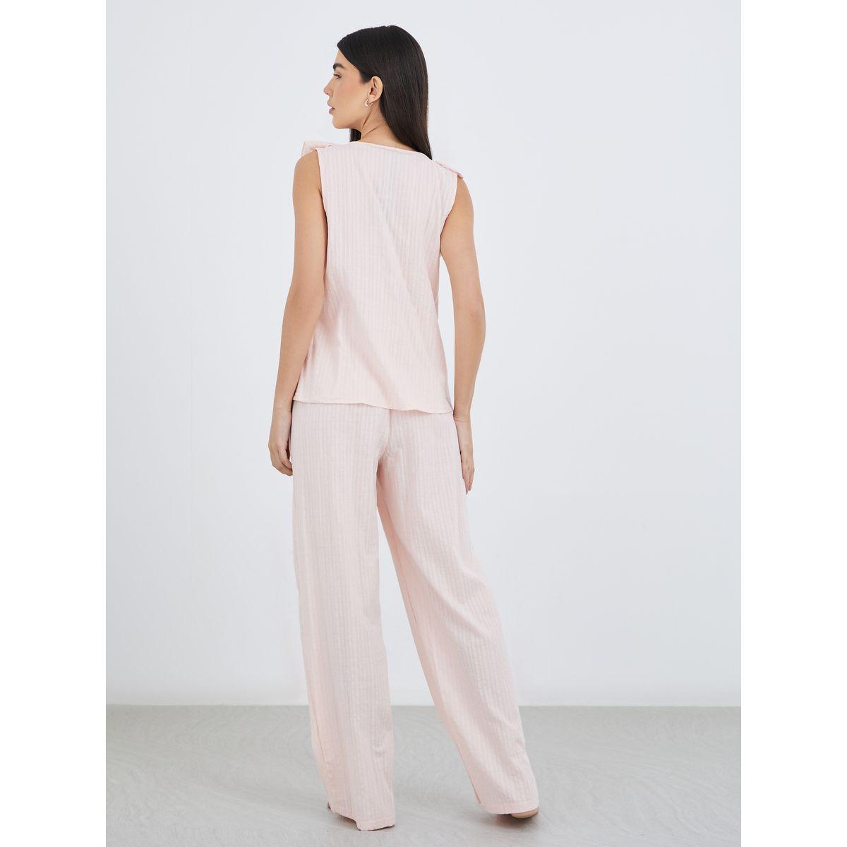 طقم من بنطال بيجاما وبلوزة قطن بياقة كشكش-women-clothing-nightwear-pyjamas-longsets-image-6