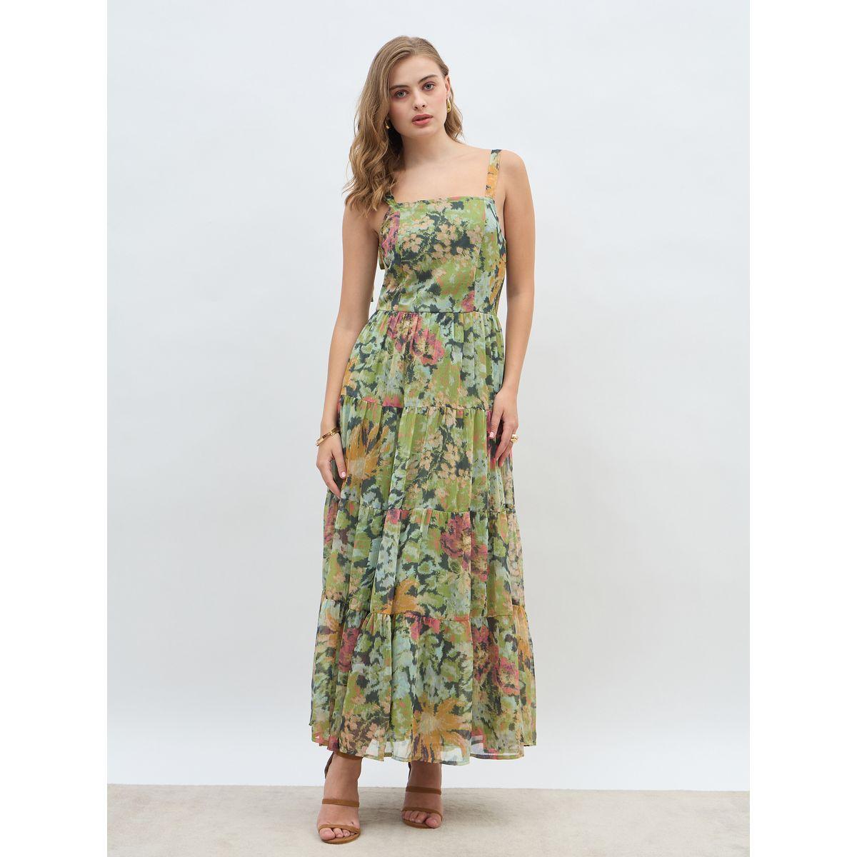 Styli All-Over Floral Print Tie Sleeves Tiered Maxi Dress-women-clothing-dresses-image-2