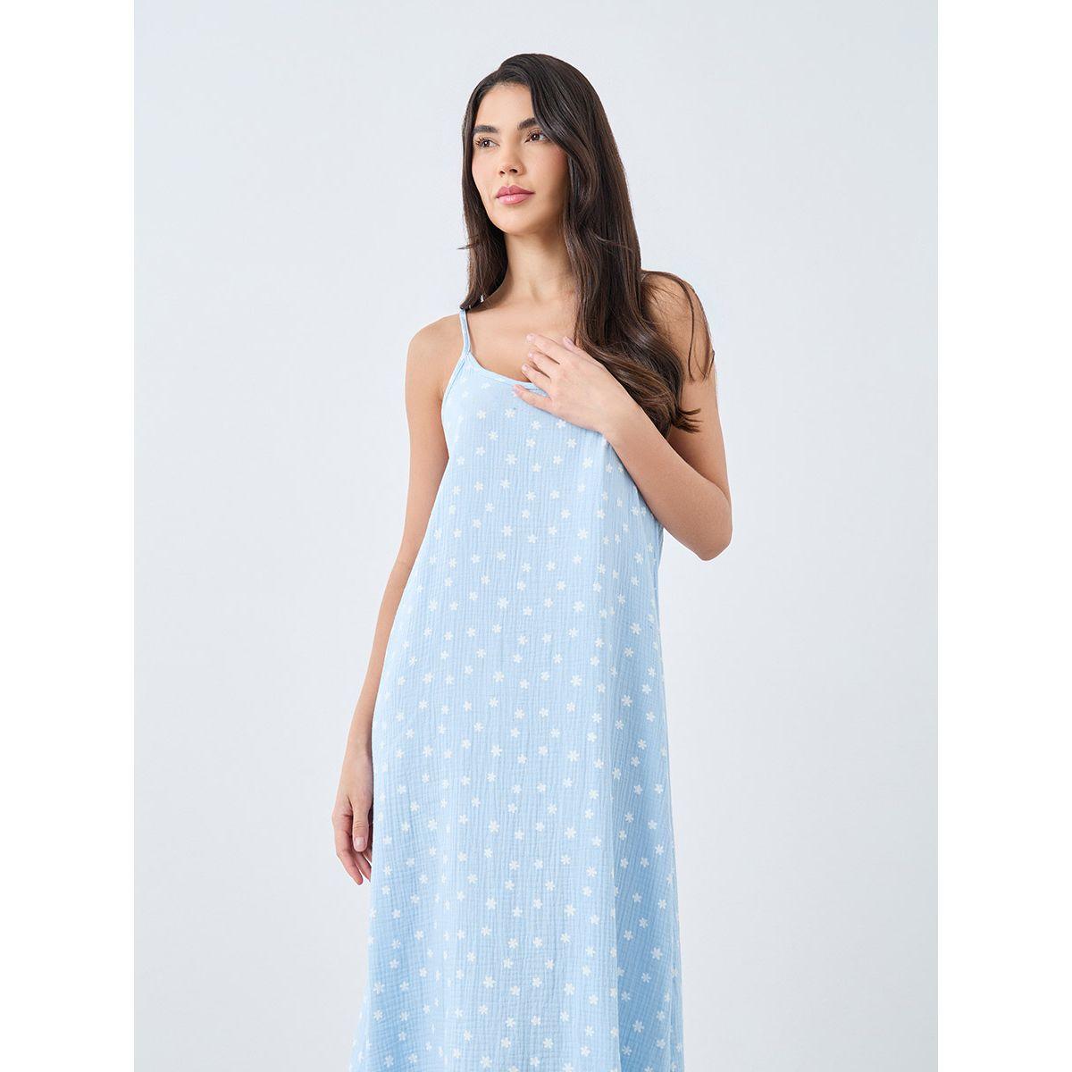 Styli Cotton Gauze Daisy Print Slip Dress-women-clothing-nightwear-nighties-image-2