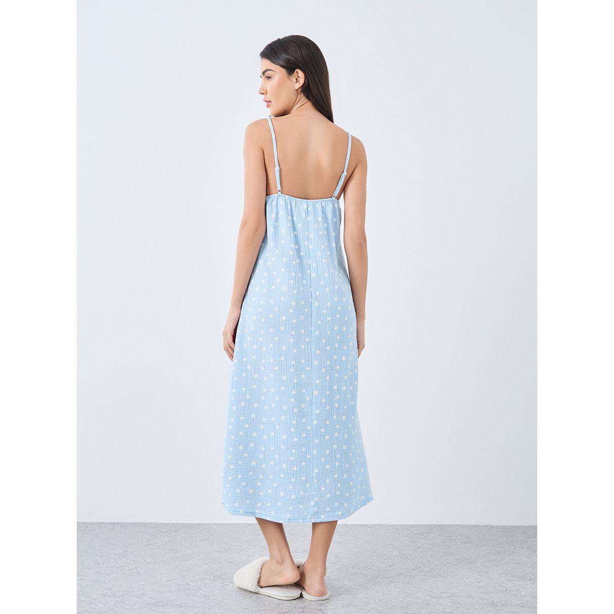 Styli Cotton Gauze Daisy Print Slip Dress-women-clothing-nightwear-nighties-image-4