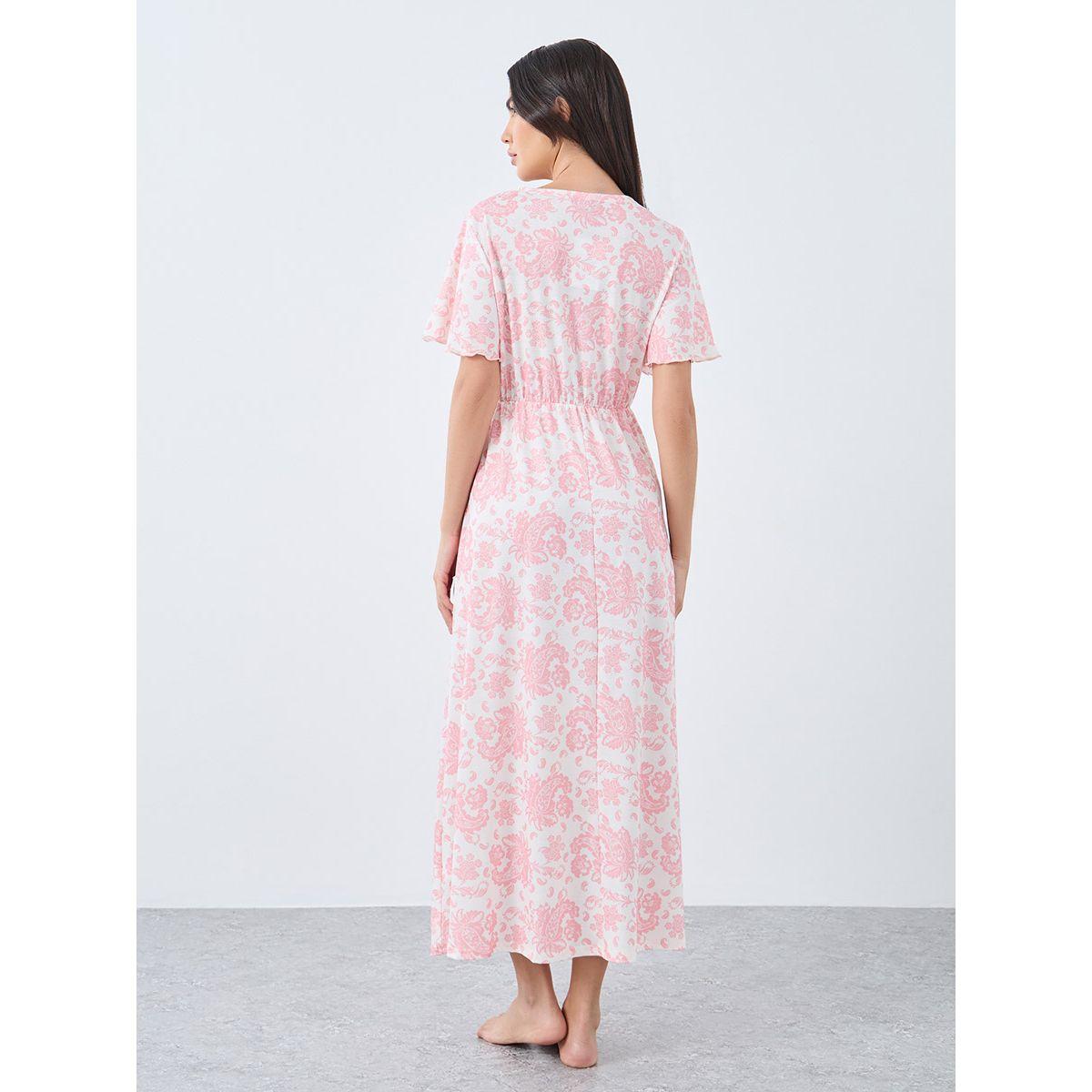 Styli Paisley Print Wrap Front Nightdress-women-clothing-nightwear-nighties-image-4
