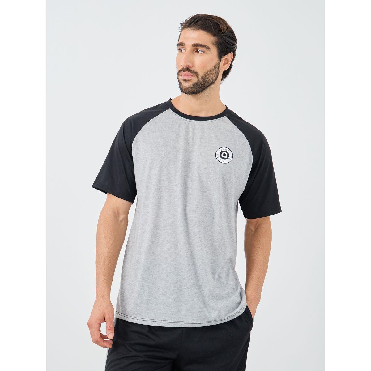 Styli Minimal Print Raglan Sleeves T-Shirt and Shorts Set-men-clothing-nightwear-sets-image-2