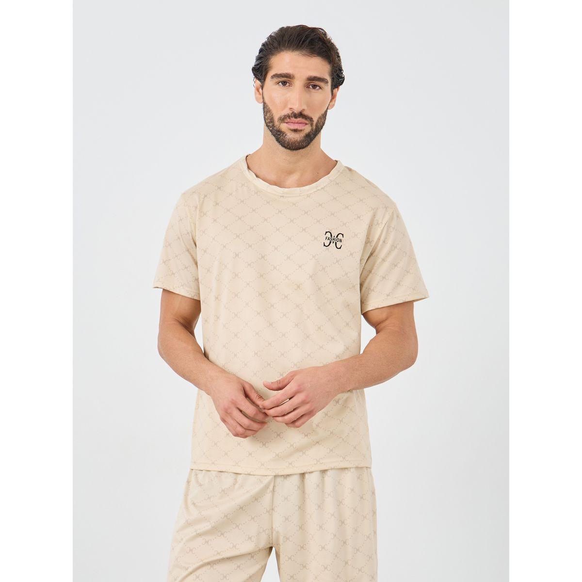 طقم من شورت بيجاما وتيشيرت مطبع-men-clothing-nightwear-sets-image-2
