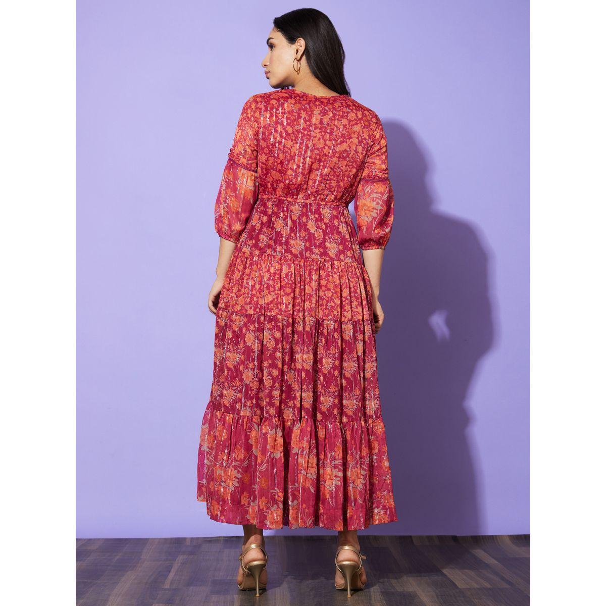 فستان طويل بطبعة زهور مع ياقة دائرية-women-clothing-dresses-image-3