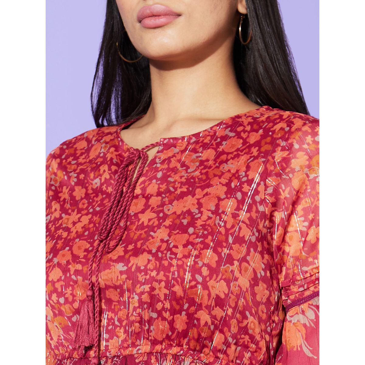 فستان طويل بطبعة زهور مع ياقة دائرية-women-clothing-dresses-image-4