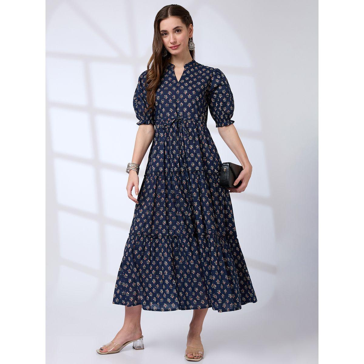 فساتان طويل بكسرات مع أكمام منفوخة-women-clothing-dresses-image-1