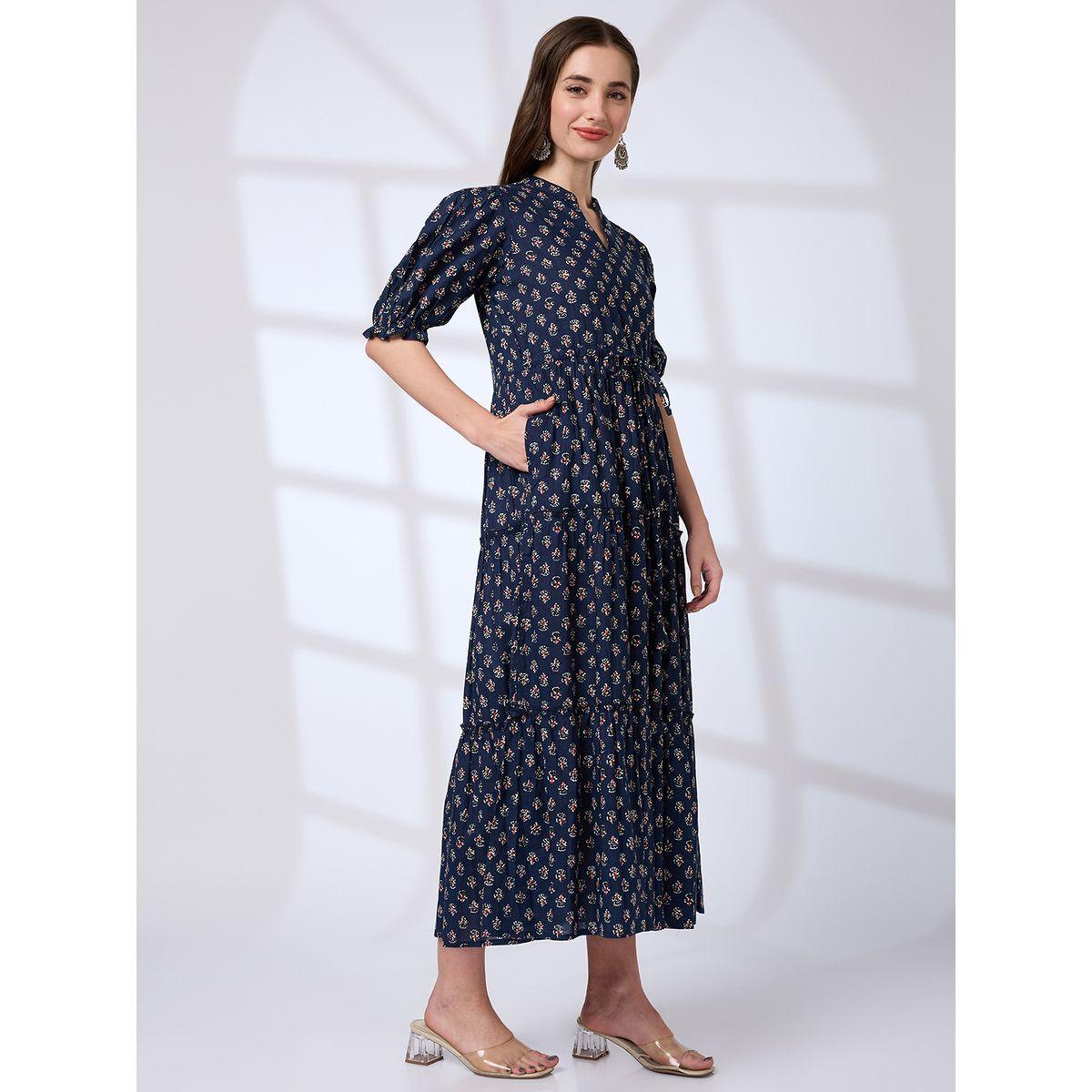 فساتان طويل بكسرات مع أكمام منفوخة-women-clothing-dresses-image-2