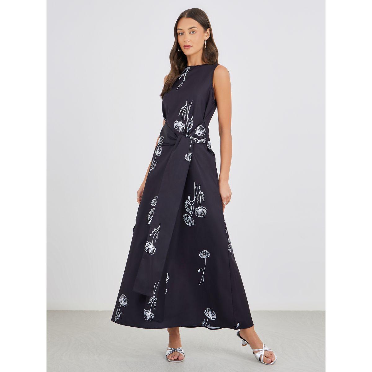 فستان طويل بلا أكمام مطبع بزهور-women-clothing-dresses-image-1