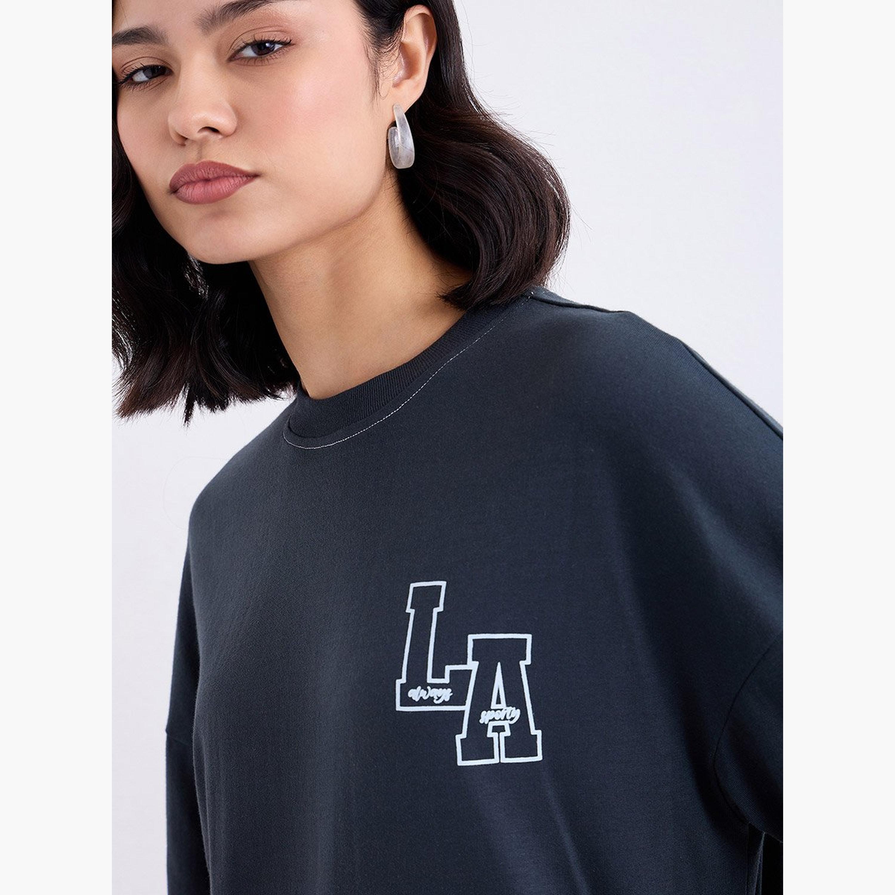 Styli Charcoal Oversized LA Graphic T-Shirt-women-clothing-tshirts-image-4