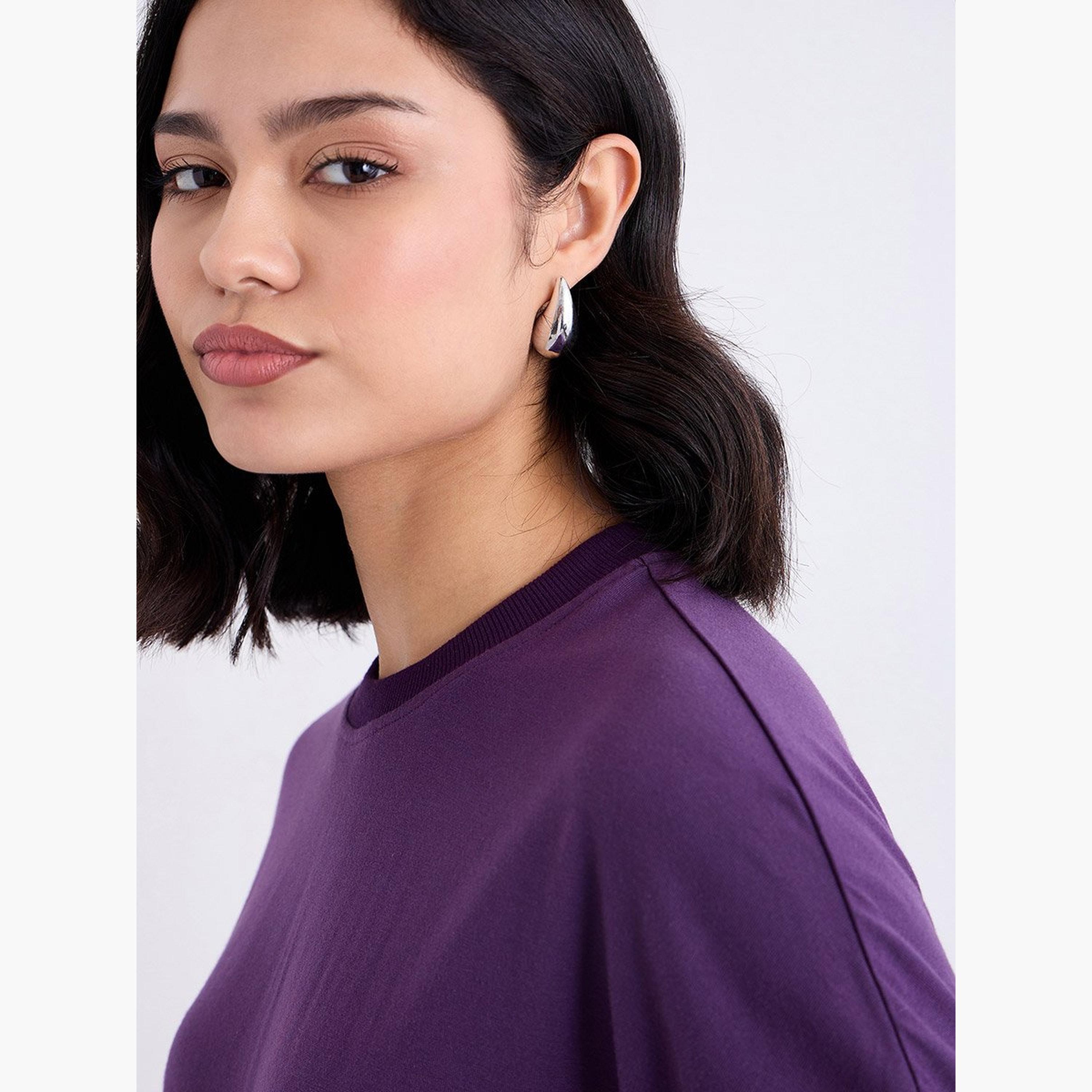 Styli Purple Oversized Slogan Print T-Shirt-women-clothing-tshirts-image-4