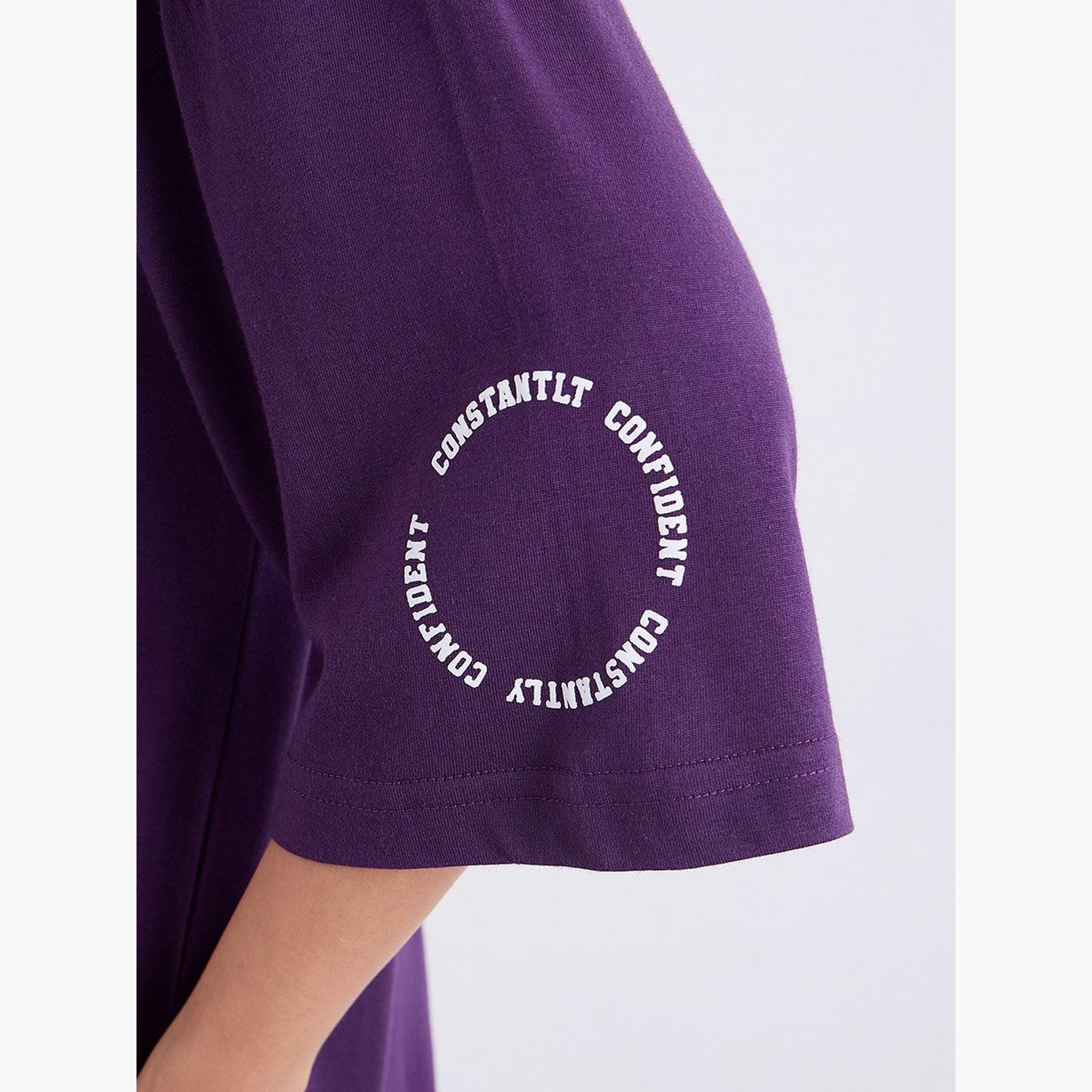 Styli Purple Oversized Slogan Print T-Shirt-women-clothing-tshirts-image-6