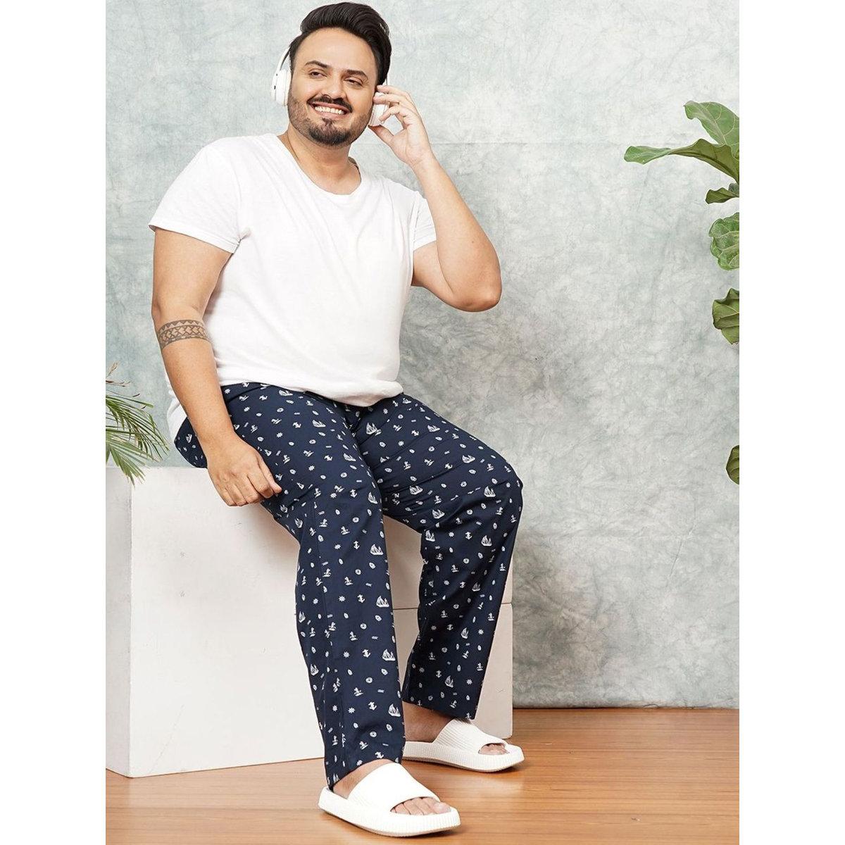 Hardsoda Plus Men Regular Fit Nautical Print Lounge Pants-men-clothing-nightwear-pyjamaandshorts-image-4