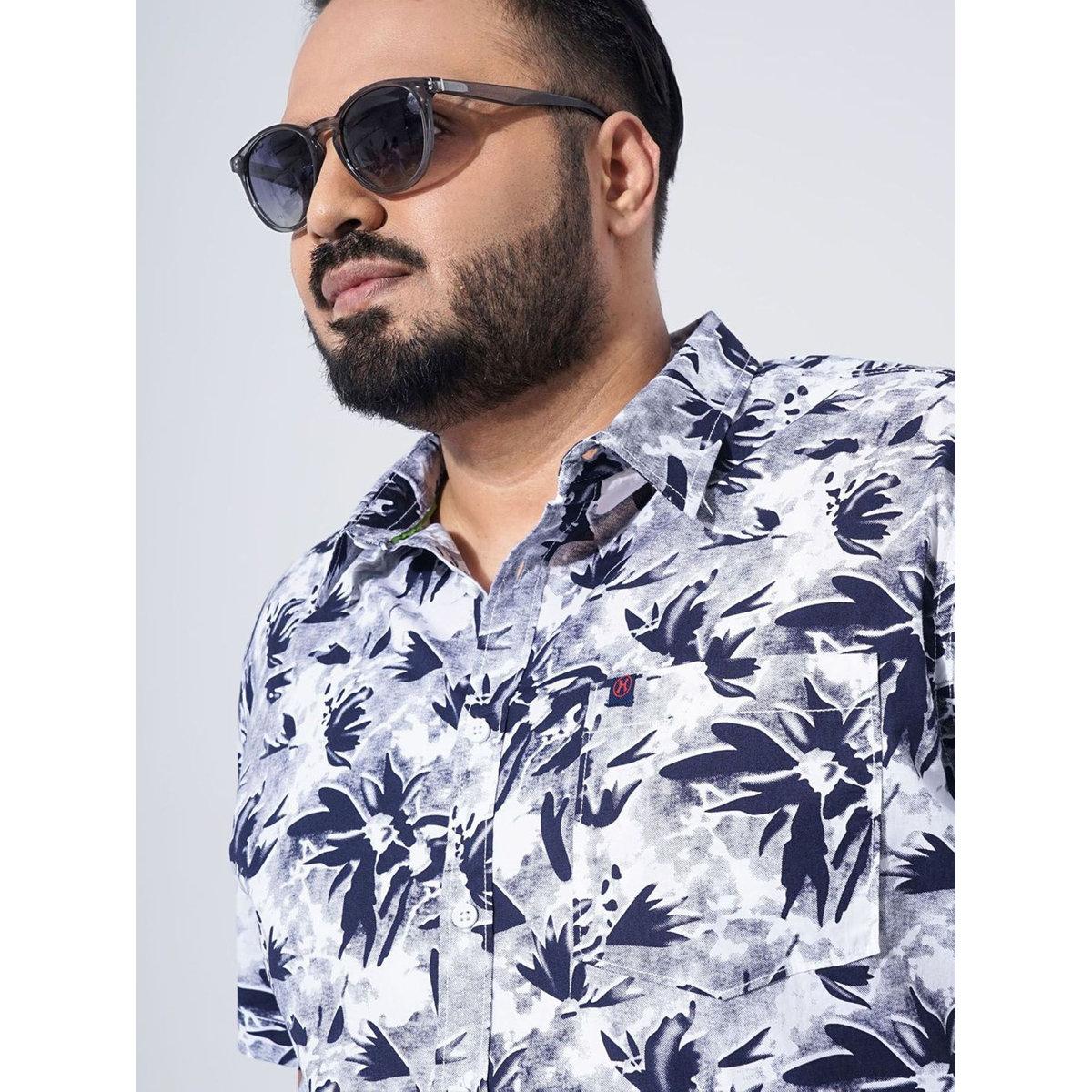 Hardsoda Plus Men White Regular Fit Printed Casual Shirt-men-clothing-tshirtsandpolos-tshirts-image-2