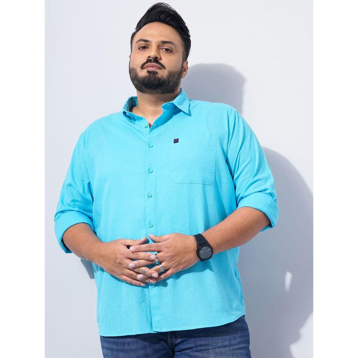 Hardsoda Plus Men Turquoise Regular Fit Casual Shirt-men-clothing-tshirtsandpolos-tshirts-image-1