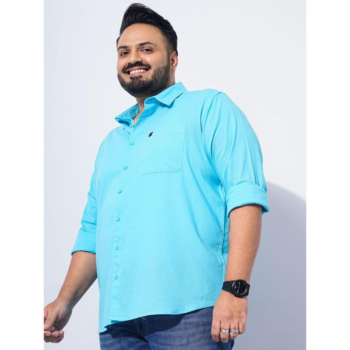 Hardsoda Plus Men Turquoise Regular Fit Casual Shirt-men-clothing-tshirtsandpolos-tshirts-image-3