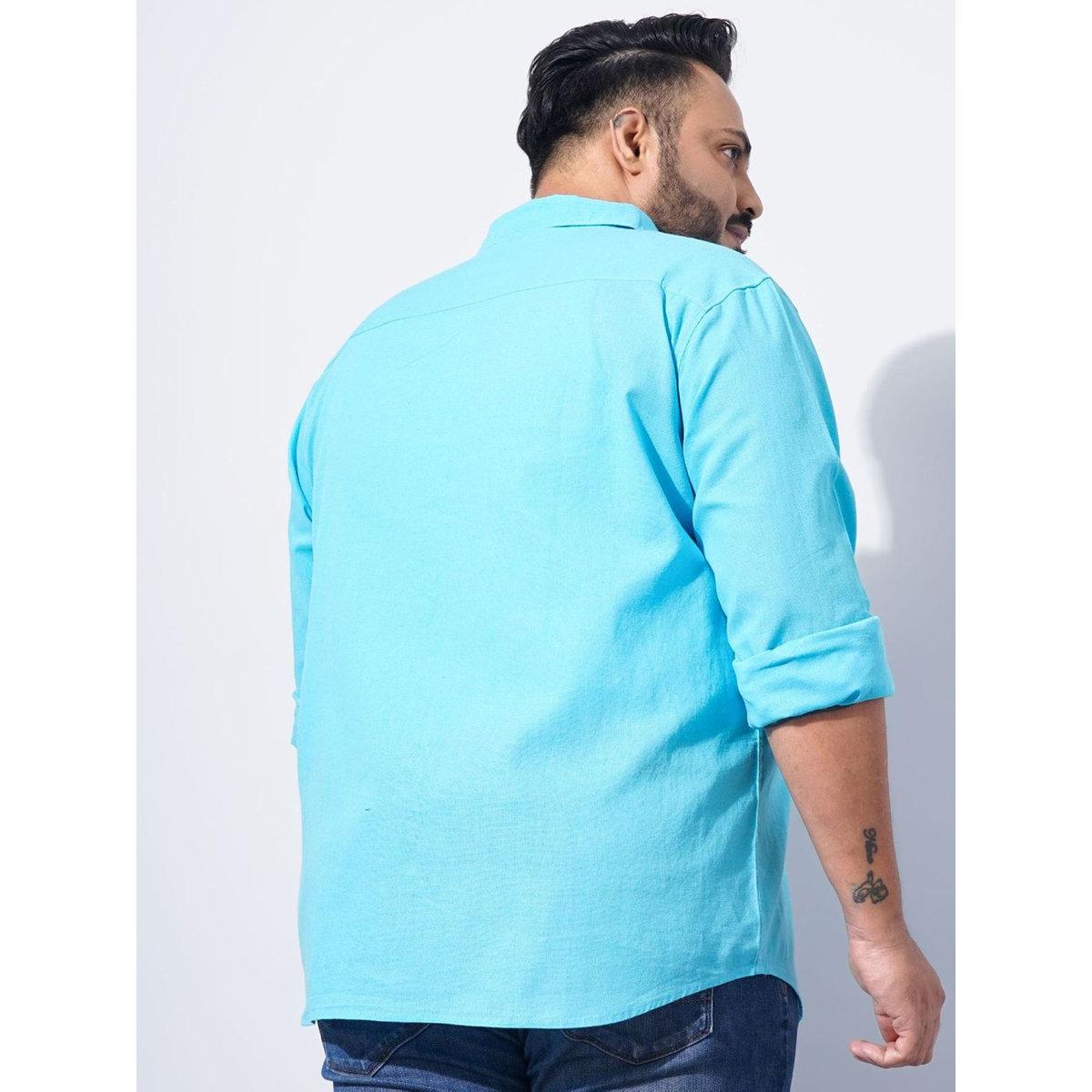 Hardsoda Plus Men Turquoise Regular Fit Casual Shirt-men-clothing-tshirtsandpolos-tshirts-image-5
